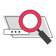 An illustration of a magnifying glass searching