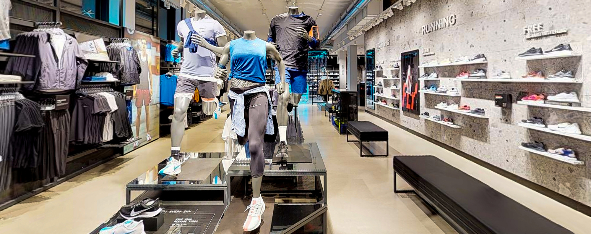 Retail store featuring running and sports apparel